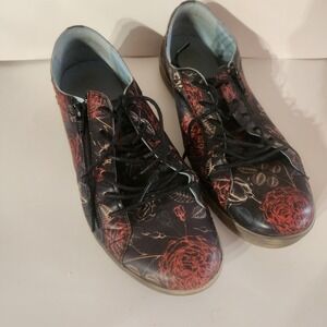 CLOUD Floral Rose Lace Up Side Zip Sneakers Shoes Women 41 Made in‎ Portugal